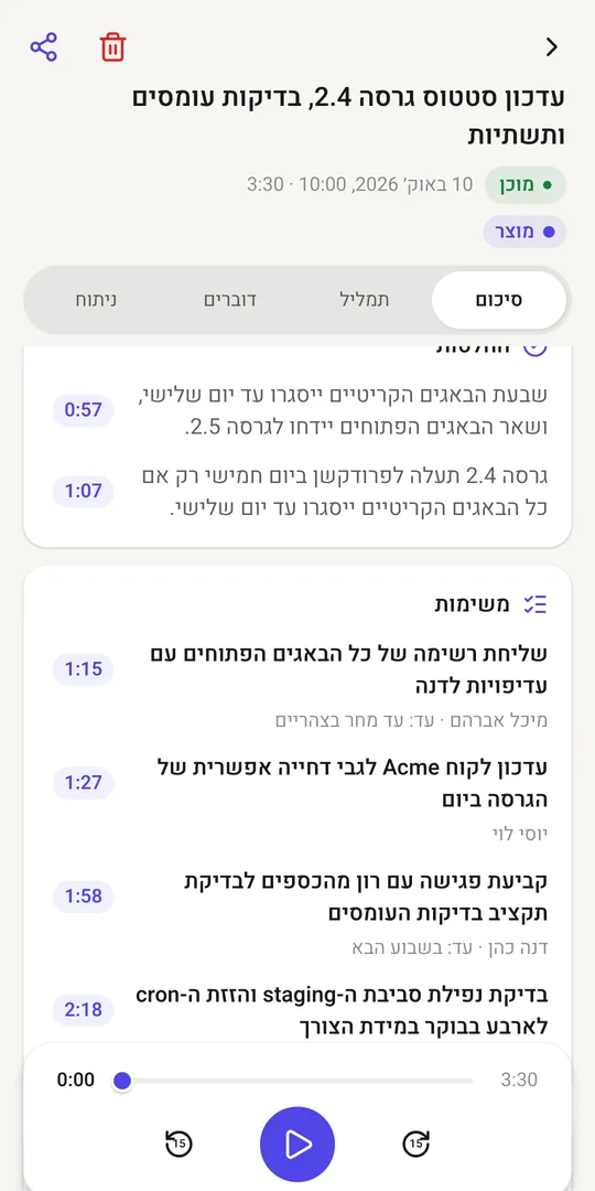 החלטות ומשימות