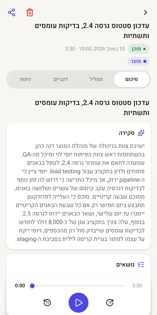 סיכום הפגישה
